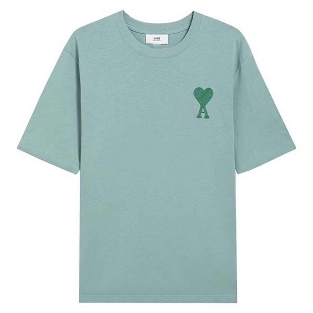 Ami Paris Chest Logo Cotton T Shirt Green